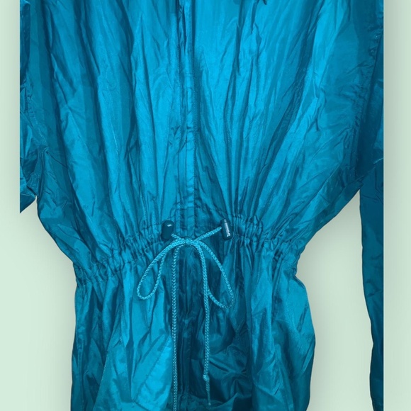 Vintage 90s Teal Plus Size Windbreaker, drawstring waist - Picture 2 of 5